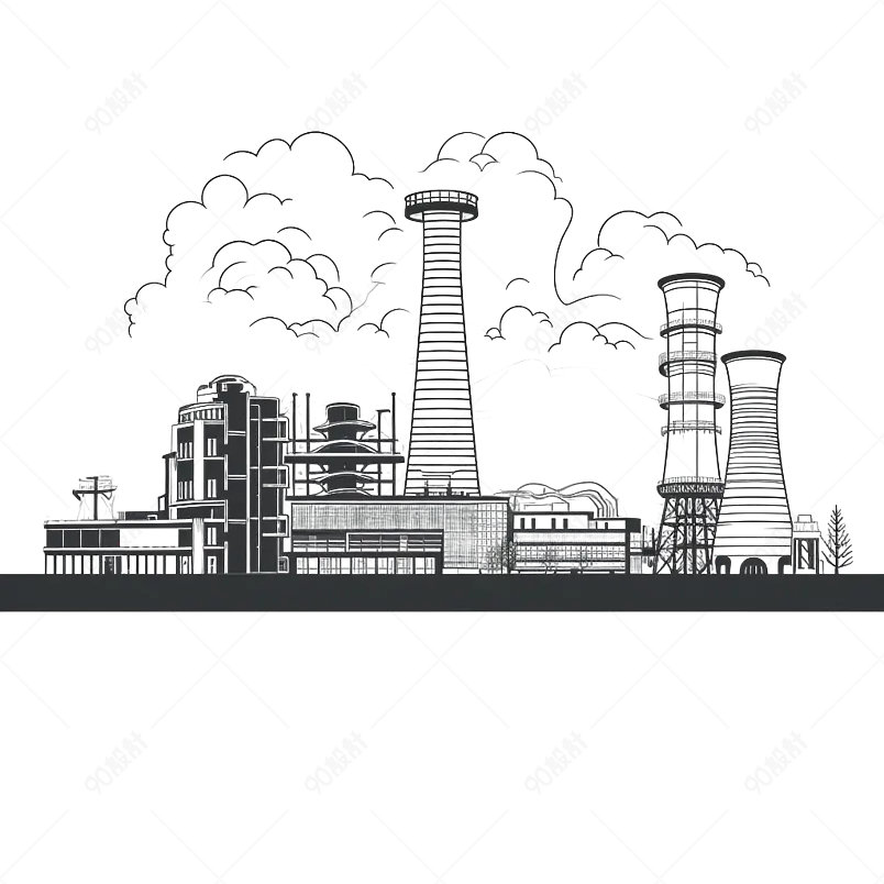 科技工业发电机热电站海报宣传册设计插画