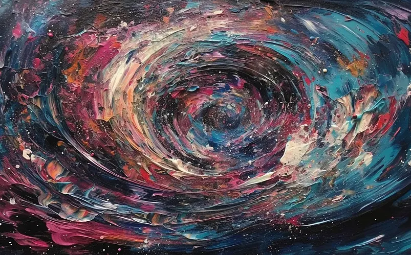 蓝色色彩笔刷笔触水彩油画背景