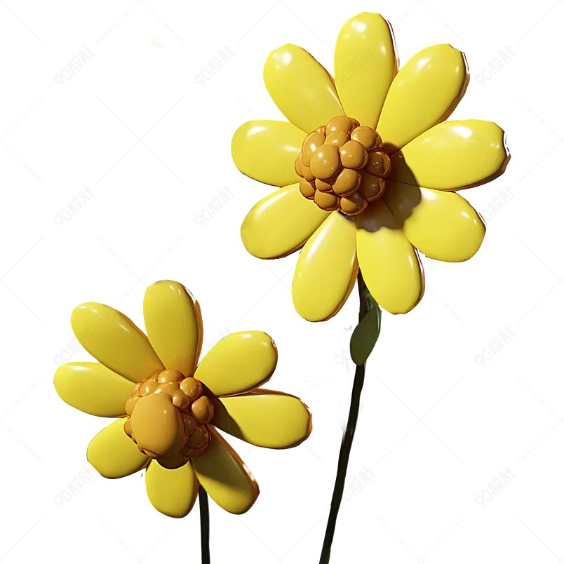 3D渲染立体小黄花雏菊花
