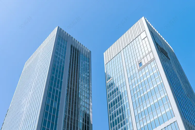 上海开发区建筑广角实拍画册封面照片素材
