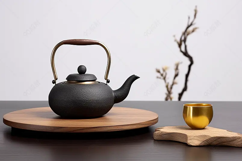 海报设计背景广告设计素材元素桌上的一个中式茶壶
