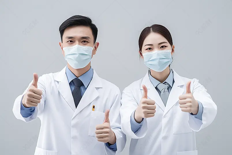 戴口罩和点赞医护人员防护意识团队形象