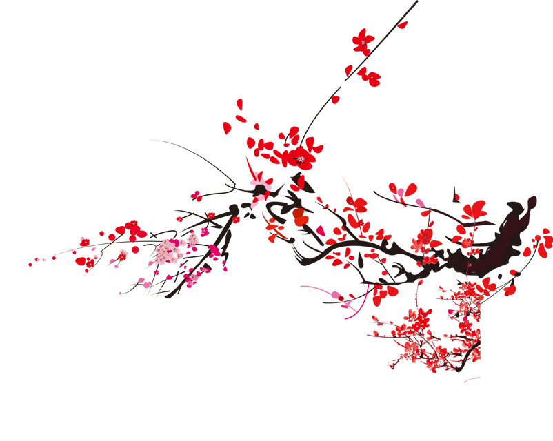 中国风水墨梅花png元素