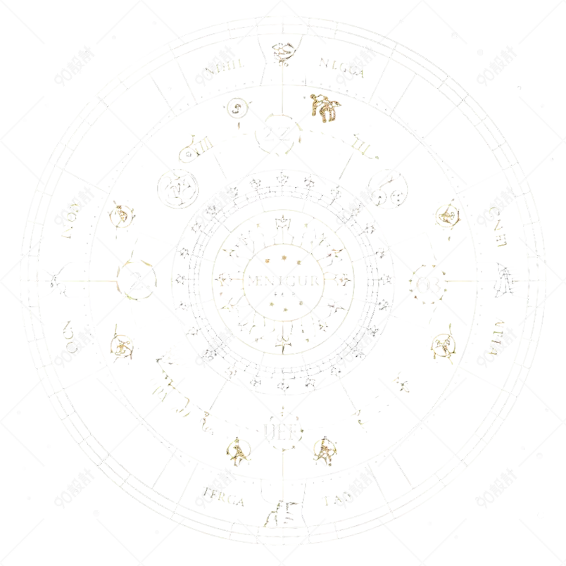 白色圆形黄道星座元素线条免抠