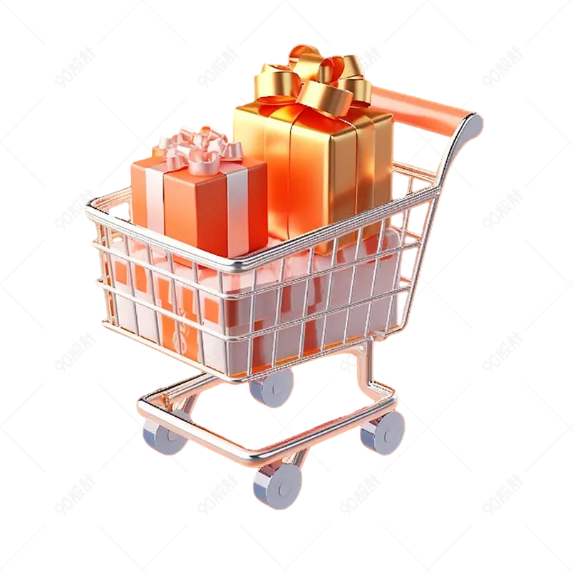 白色大促购物车产品元素