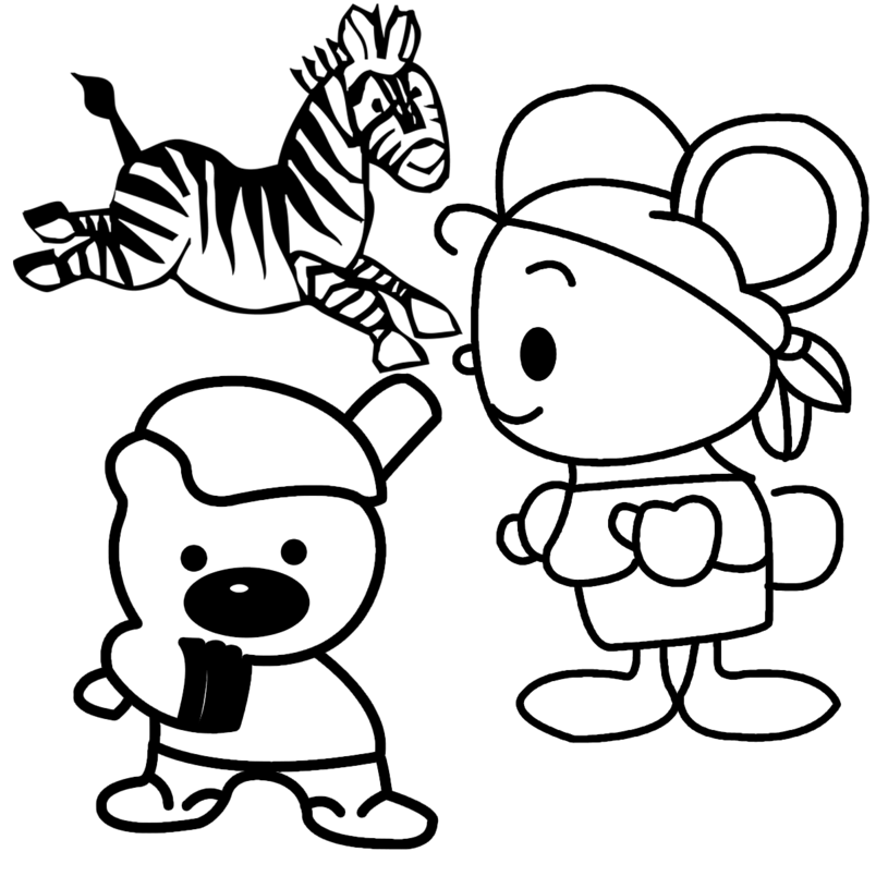卡通线描小动物
