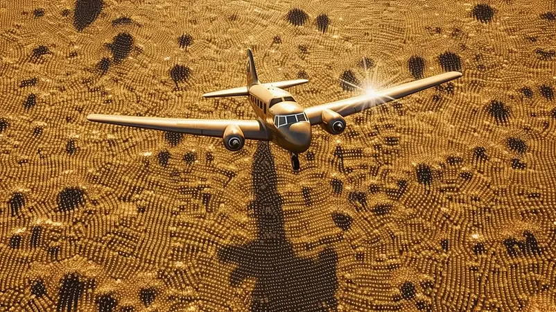 古铜色飞机航空俯视图航拍视角自然风景图
