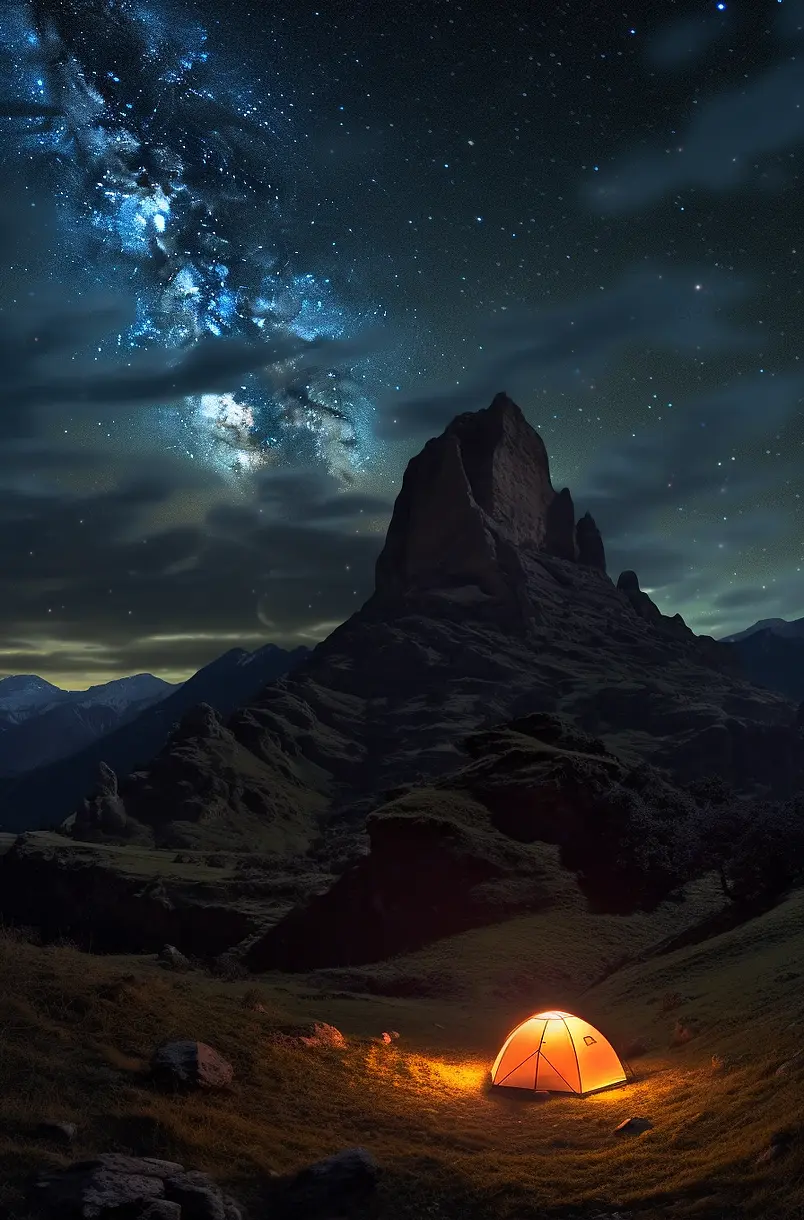 户外旅行露营星空