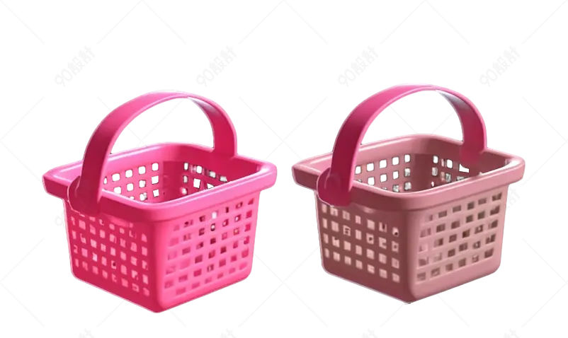 粉色购物篮3D卡通素材