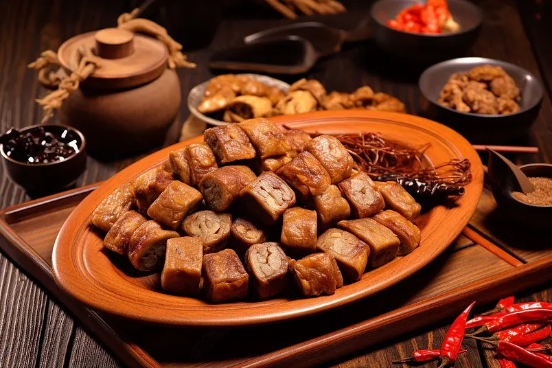 刚出锅的美味可口的卤味麻辣鸭脖摄影实拍图