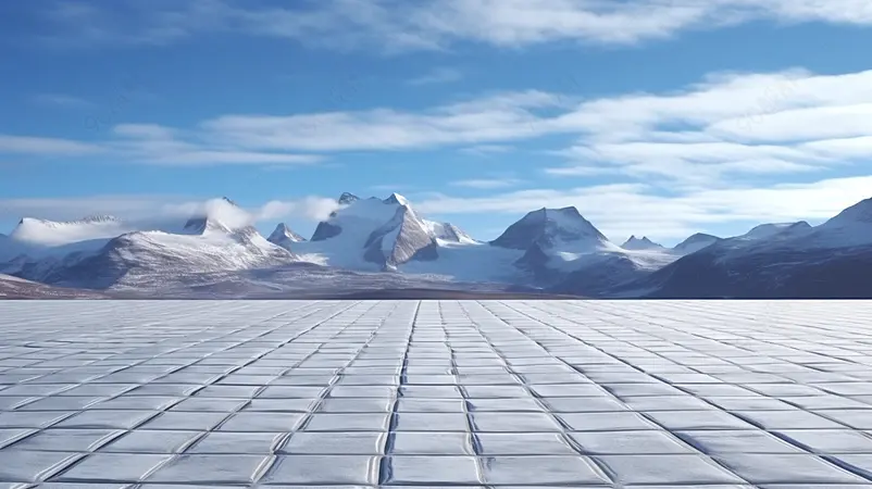 以雪山为背景的空砖地板图片