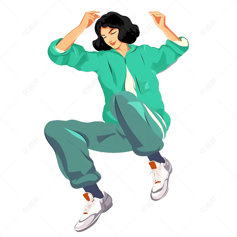 手绘时尚运动女人成年人生活