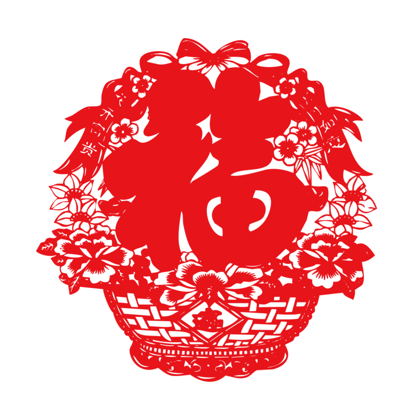 新年红色福字剪纸素材