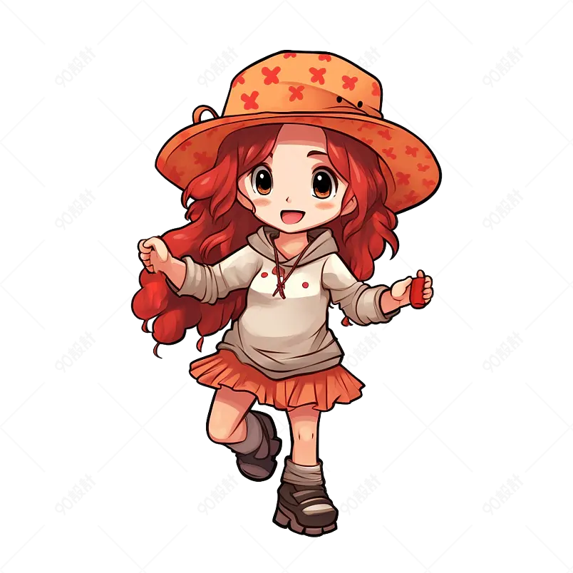 手绘可爱的跳舞的小女孩儿童