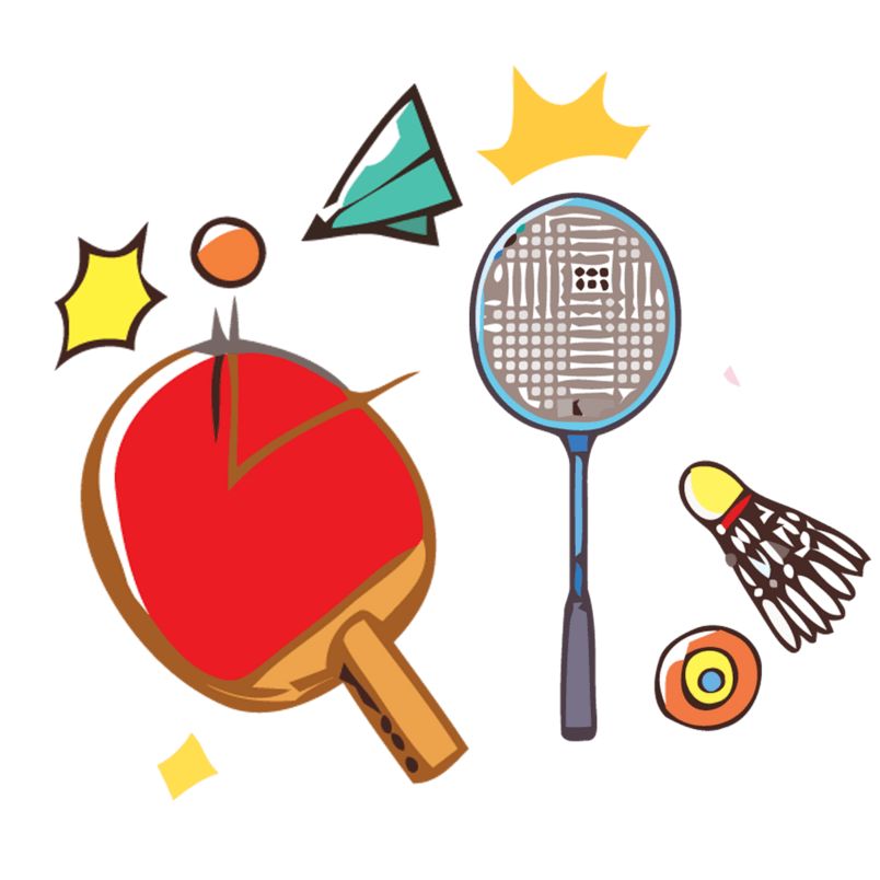 卡通乒乓球与羽毛球