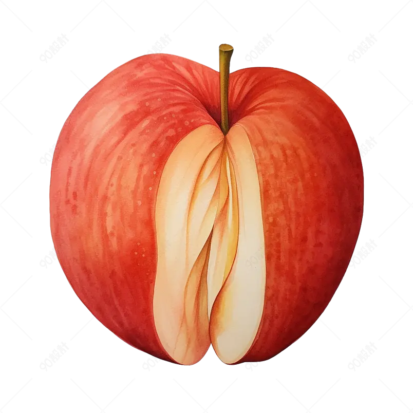红色手绘风小清新油桃桃子装饰元素