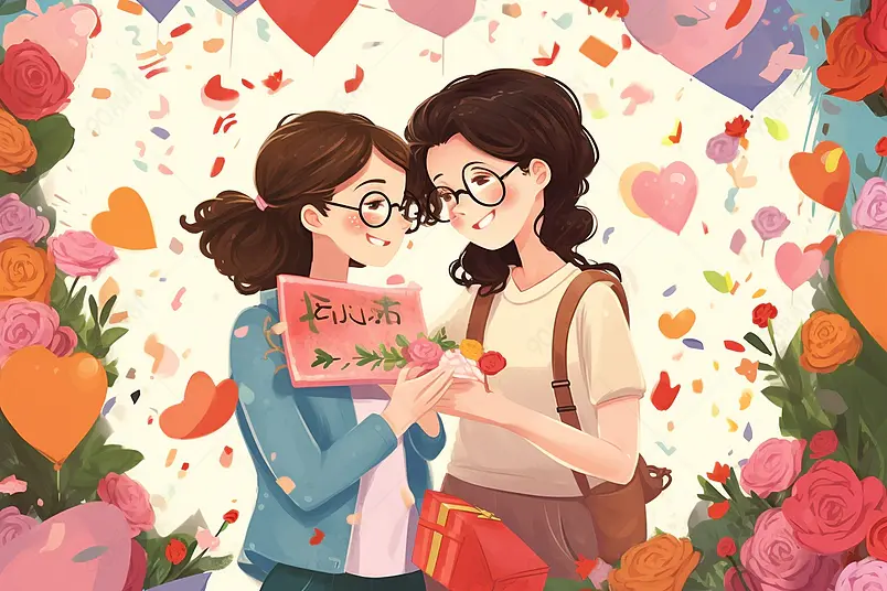 教师节感恩送花给老师信封插画背景图