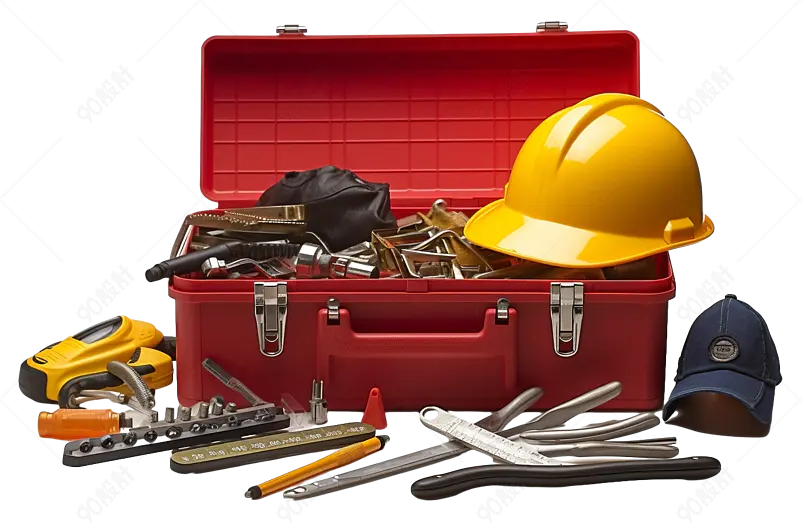 红色工具箱里装满了工具实拍元素
