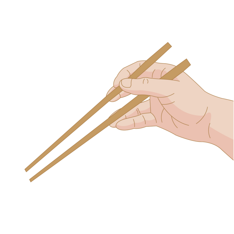 手拿着筷子