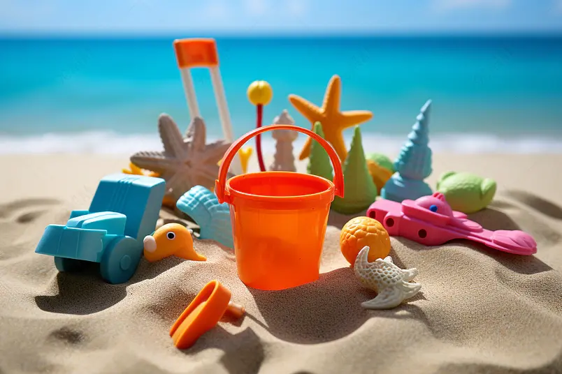 儿童沙滩塑料玩具拍摄图