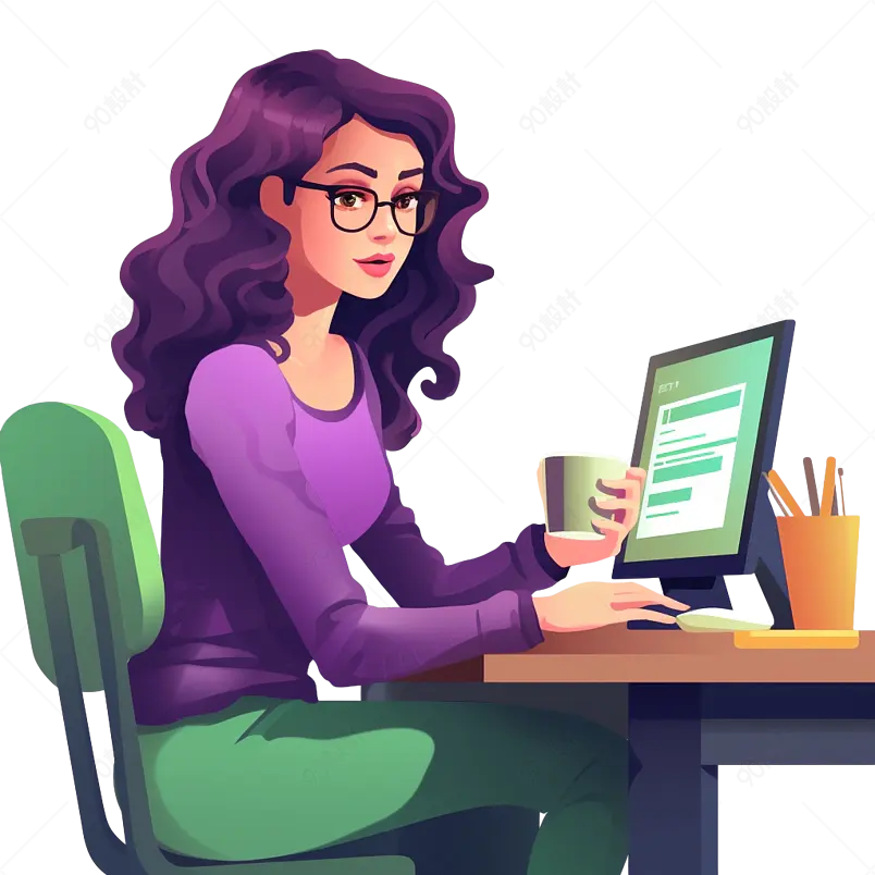 浏览网页的女生工作加班电脑