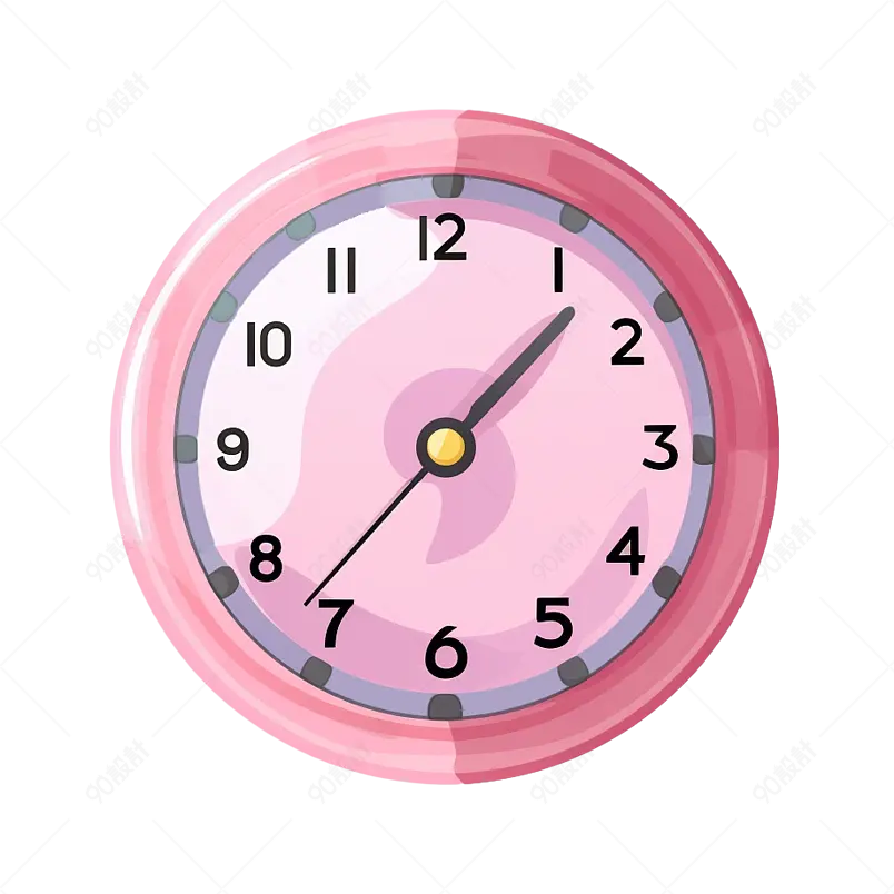 手绘卡通粉色的时钟计时器