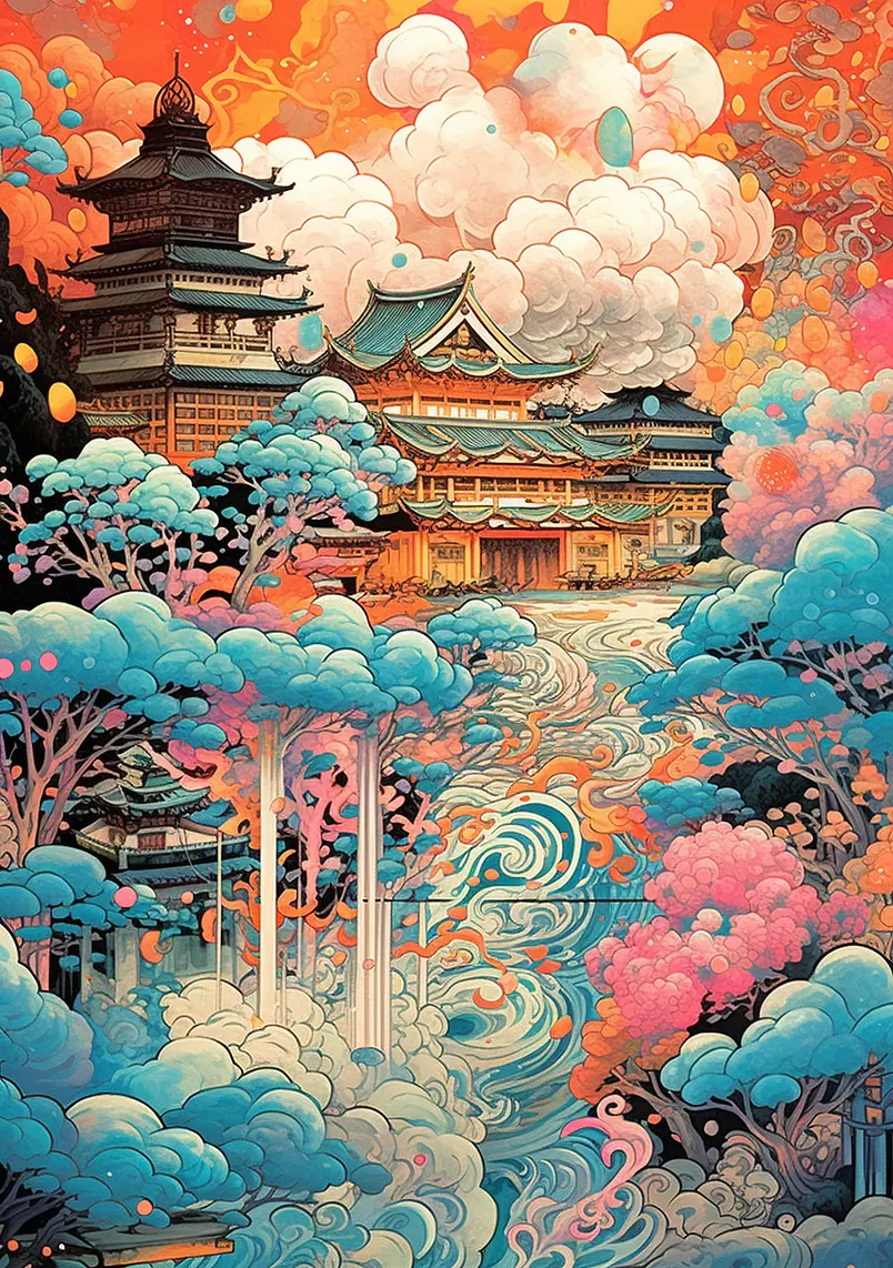 国潮风山水江西南昌城市旅游滕王阁背景