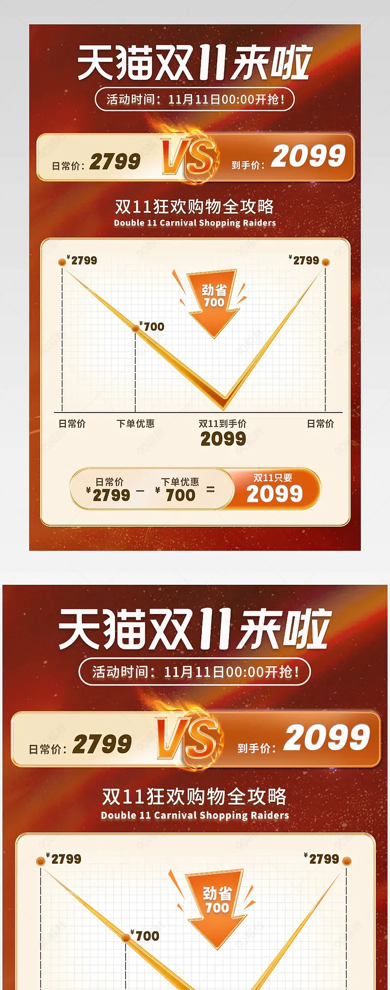 双十一双11促销活动优惠券满减价格曲线