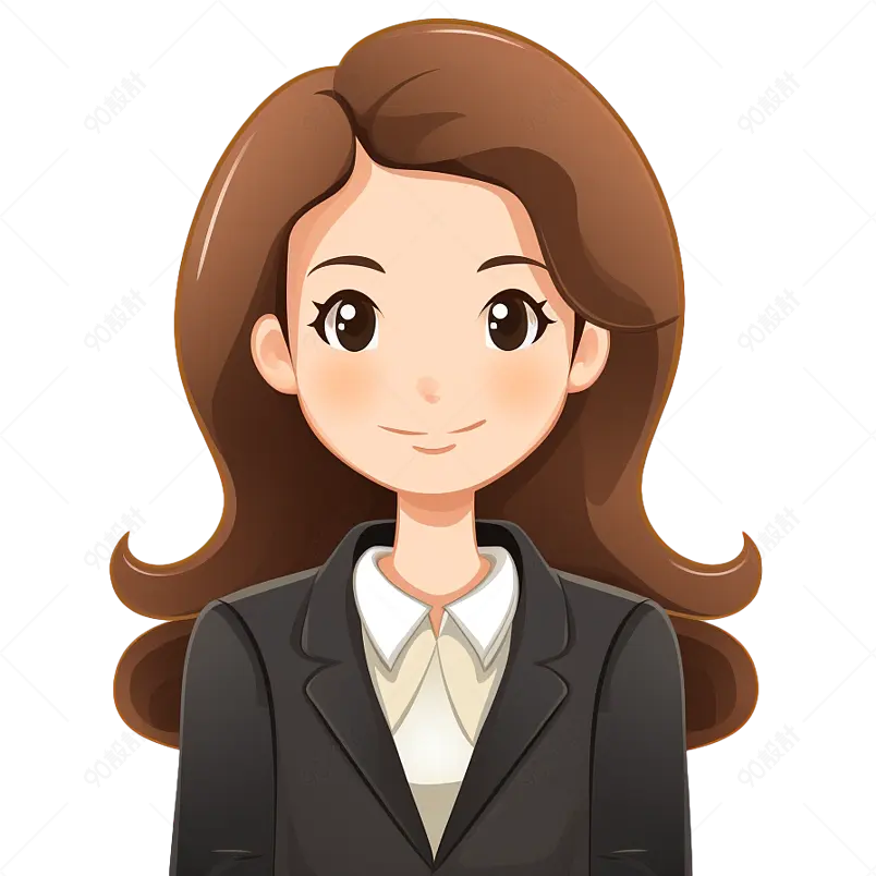 漂亮的中分长发女孩蓝底证件照
