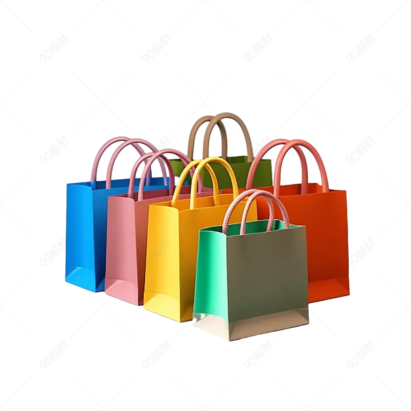 黄色购物袋包装袋免扣元素