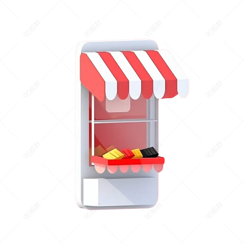手机店铺店招概念三维插画