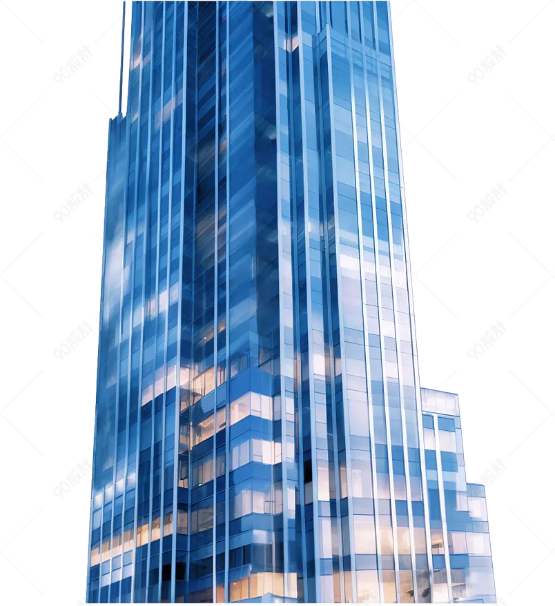手绘蓝色大楼楼房城市建筑剪影