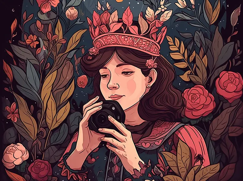 带着皇冠的女生母亲节插画原创手绘人物插画海报女神女王肌理插画