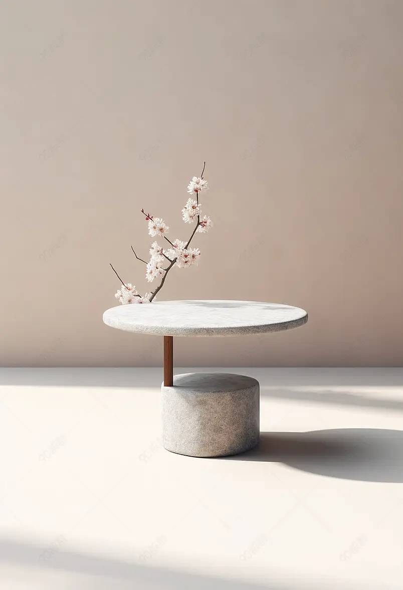 白色冬日暖阳电商产品展台桌子桌面绿植空间场景背景