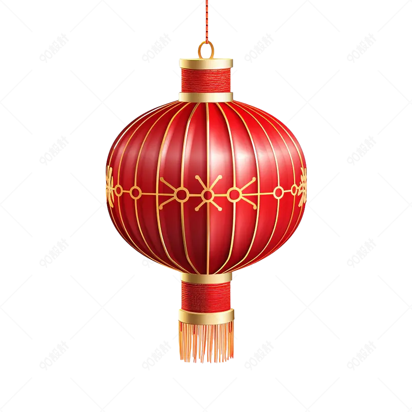 3D红色新年灯笼传统节日中国文化装饰模型元素