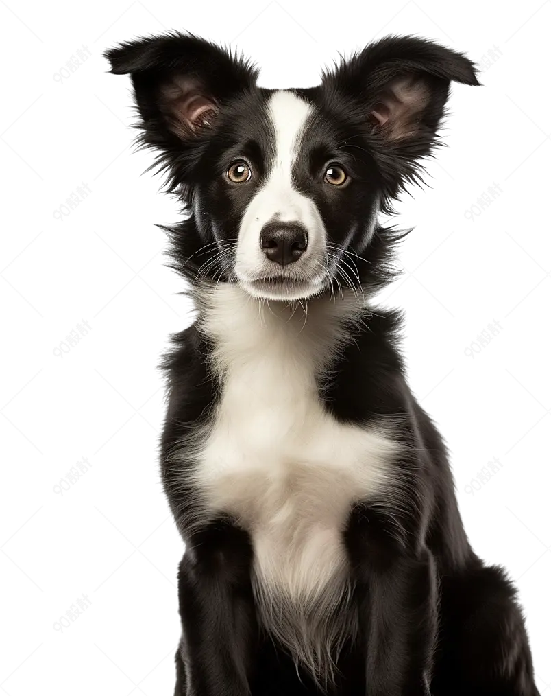 黑色精力充沛的边境牧羊犬狗狗独自站着实物免抠元素