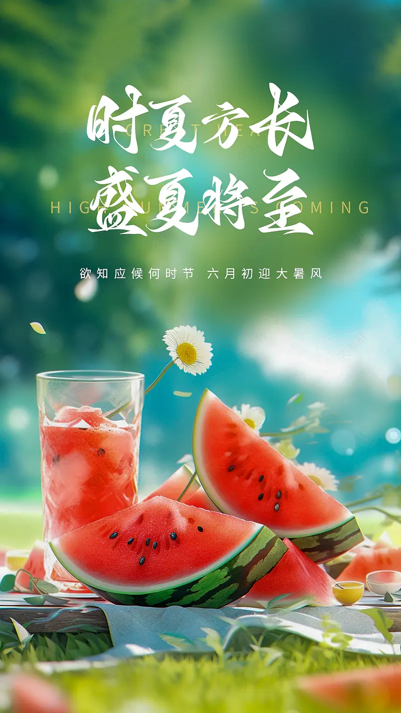 大气国风大暑节气夏日清爽荷叶品宣地产宣传海报