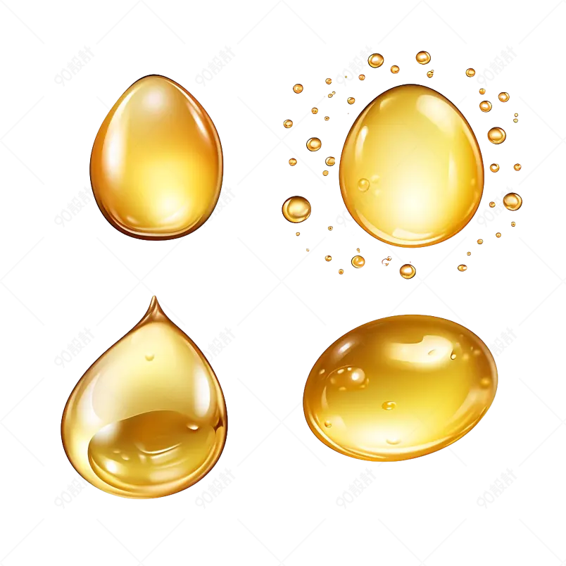 金色水滴水元素水珠组合免抠素材图