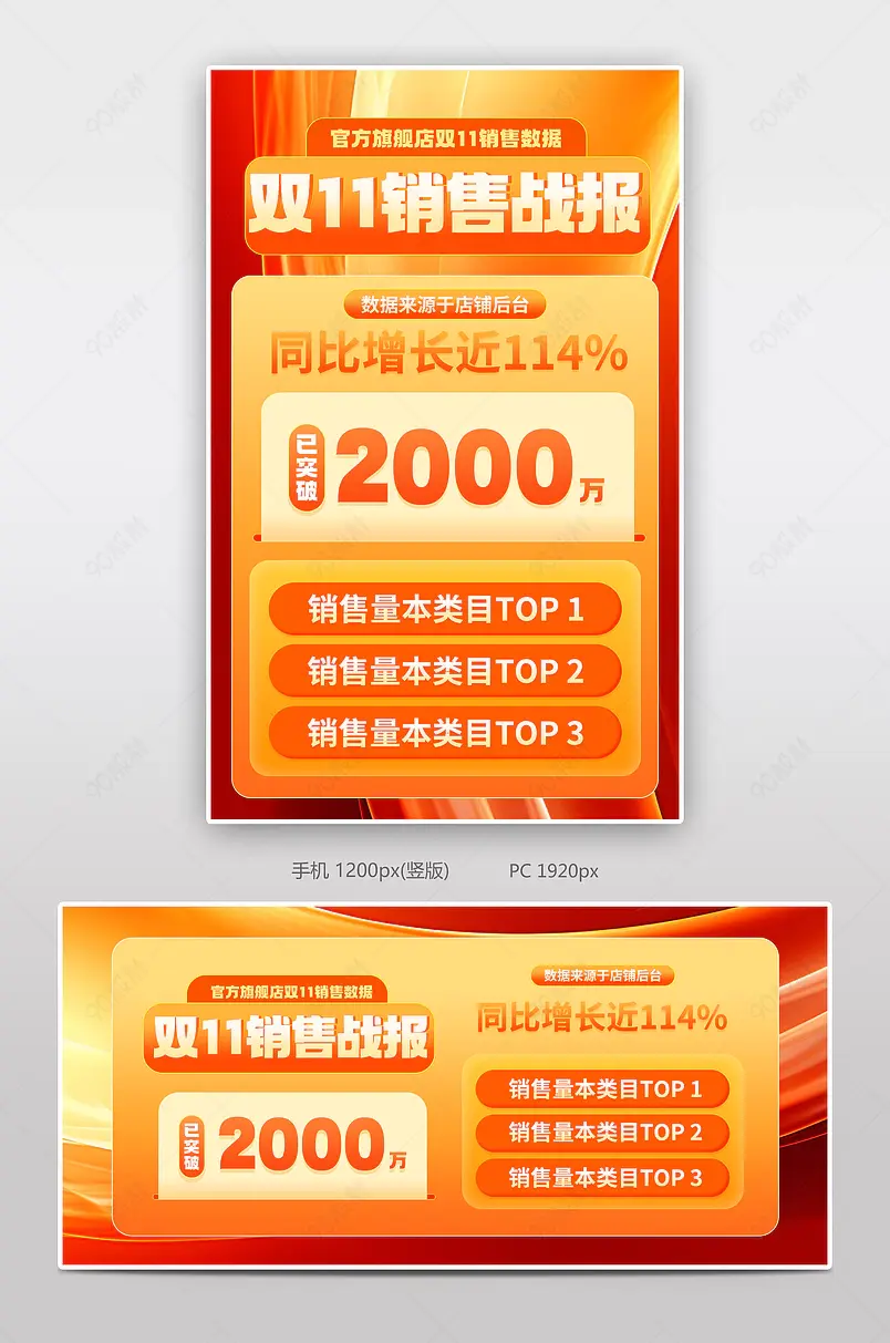 双11狂欢节淘宝抖音电商喜报战报全屏海报