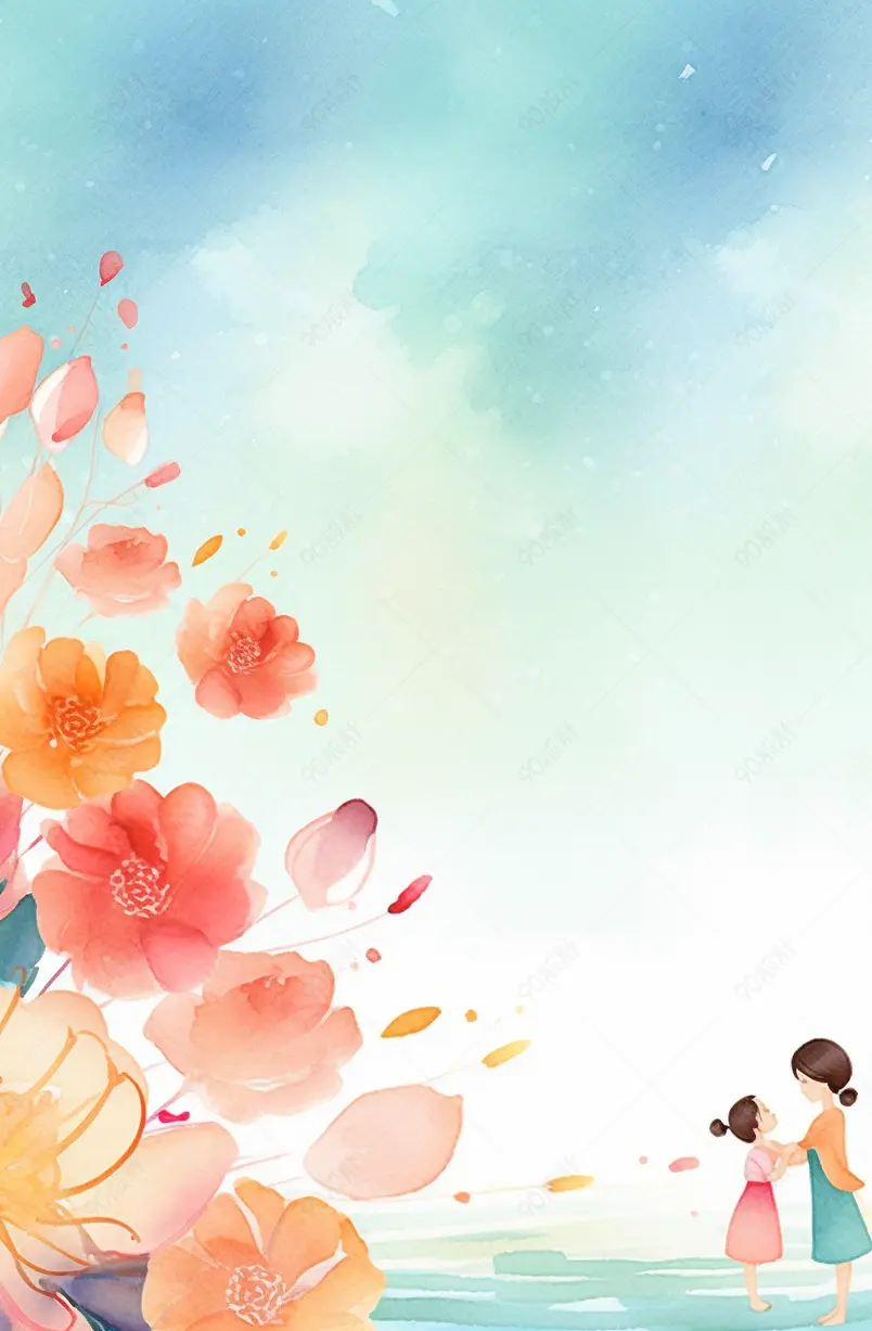 小清新花朵水彩效果背景图