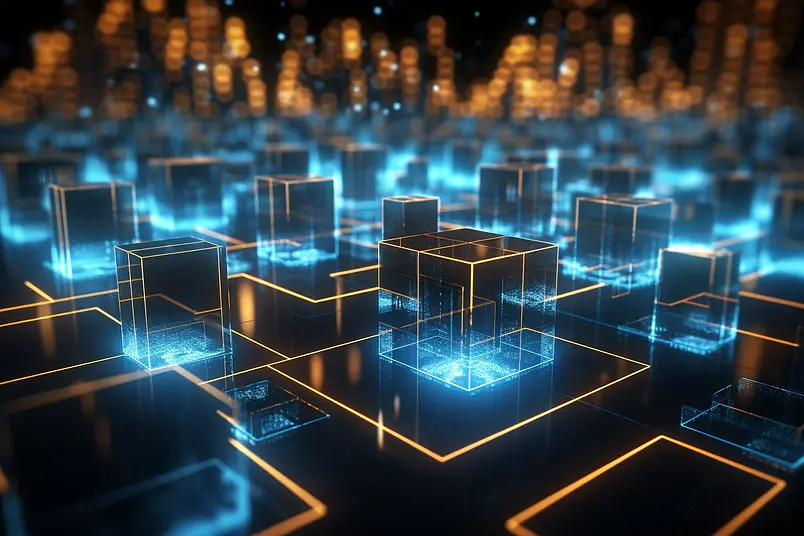 现代科技化区块链资产分析PPT表格背景素材