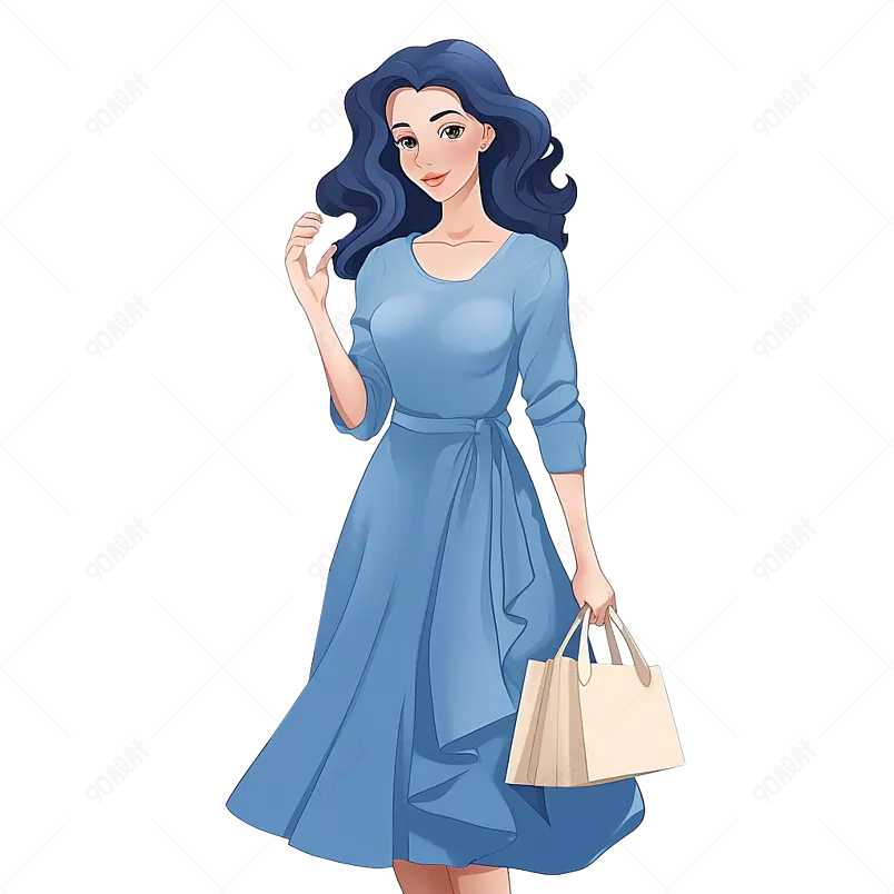 拿着包包的女孩清新文艺女孩