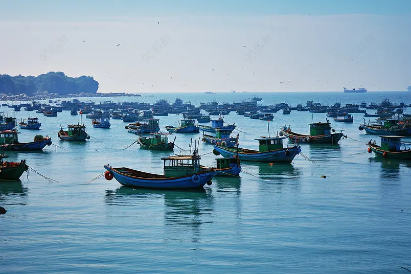越南近海捕捞的壮观场景户外摄影
