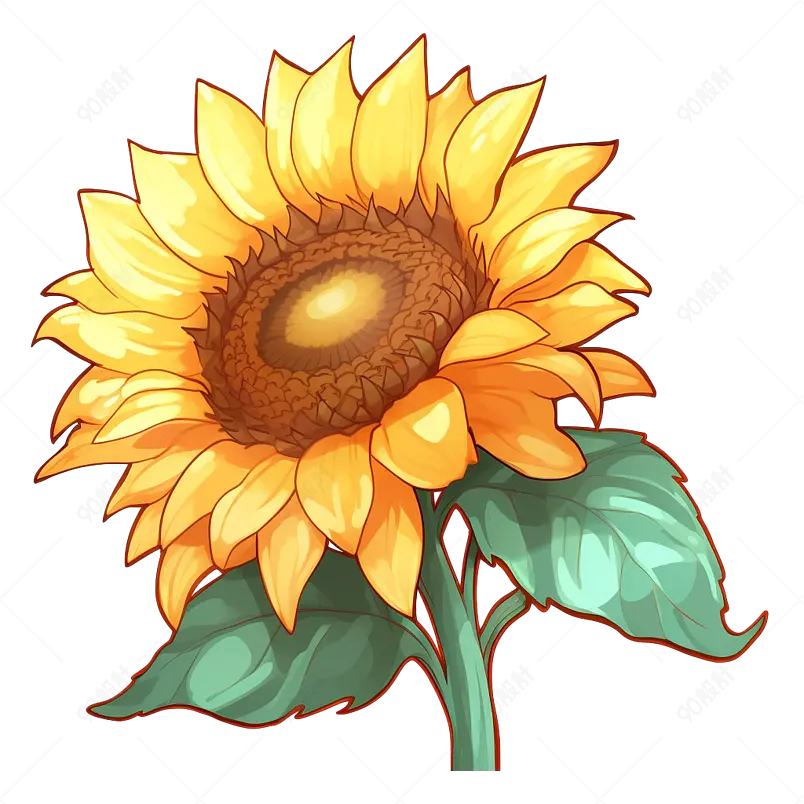 黄色卡通手绘向日葵太阳花元素