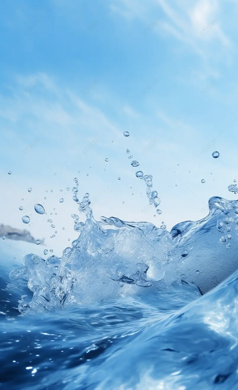 蓝色小清新水元素补水保湿化妆品背景