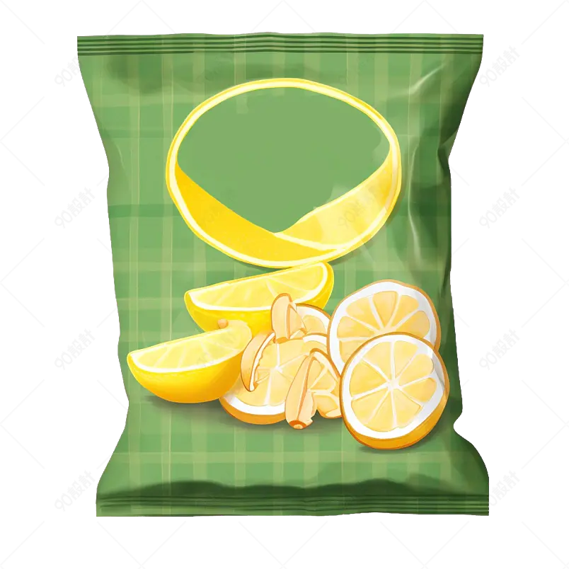 
绿色手绘风零食膨化食品薯片包装袋元素