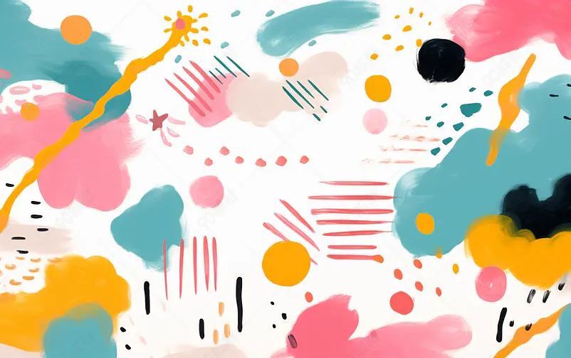 可爱涂鸦色块几何图形插画