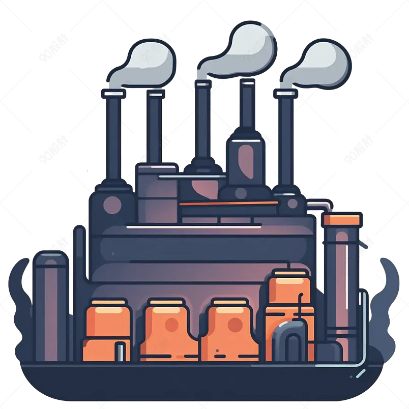 电站工业建筑设备用品工厂科技插画手绘