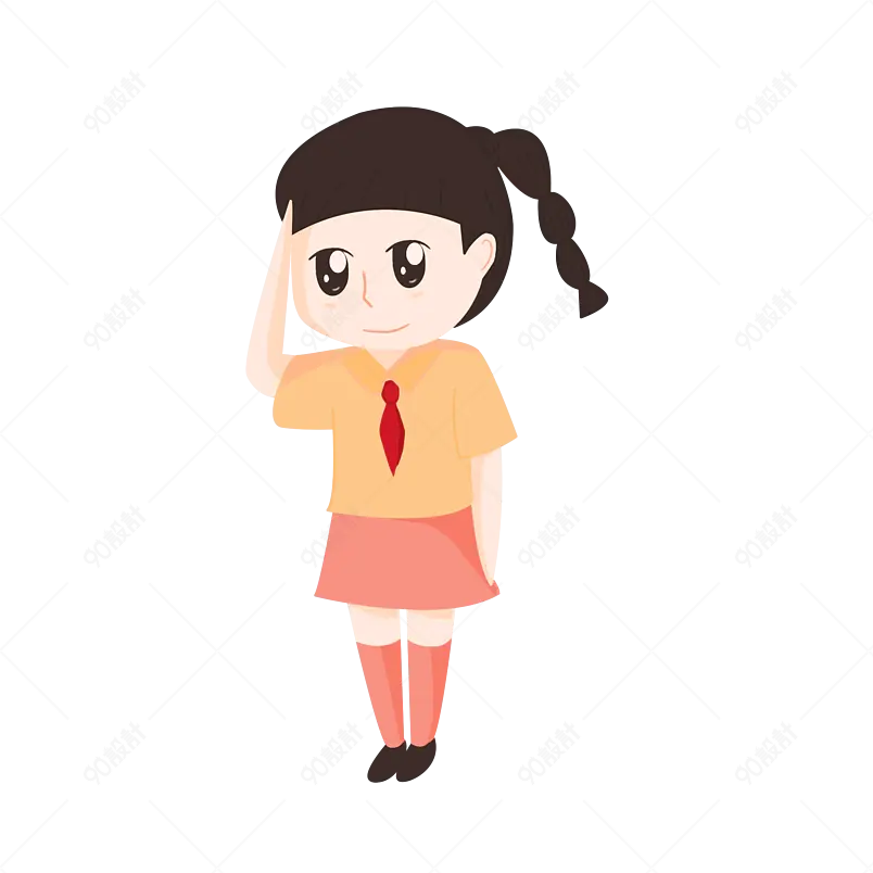 小人物小孩子卡通人物可爱小人红领巾小女孩