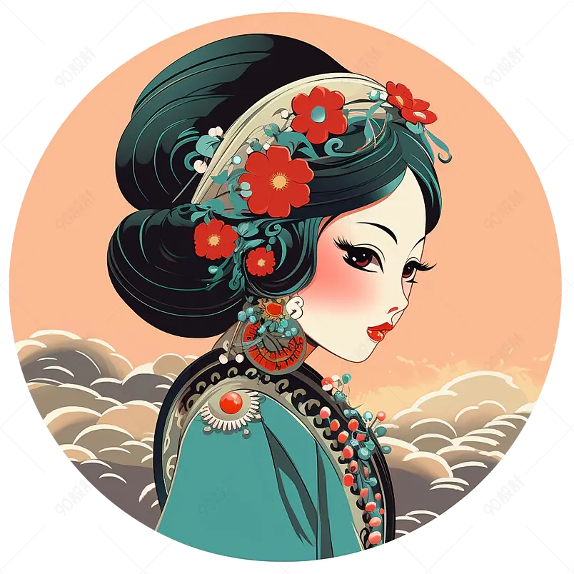 中国风国粹京剧卡通人物图案